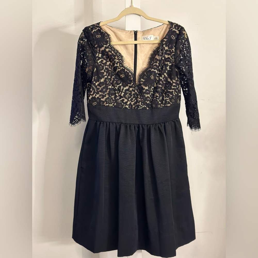 Eliza J Black Laced Bodice Empire Waist Dress size 12